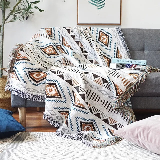 Vibrant Throw Blanket Collection with Braided Fringe Ends 11 NaLani