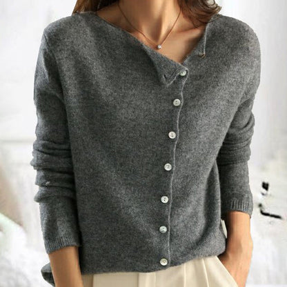 Soft Knit Wool Cardigan for Women Cozy Button Down Sweater