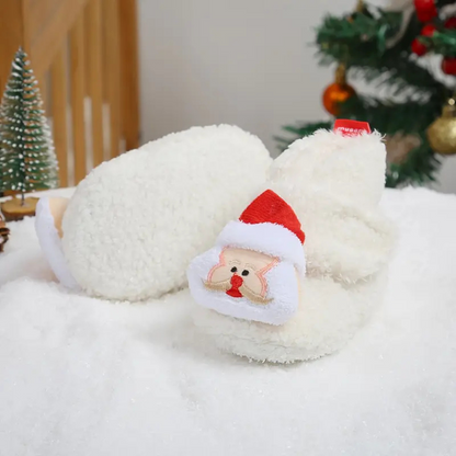 Warm Christmas Santa Slippers for Kids Cozy Holiday White NALANI