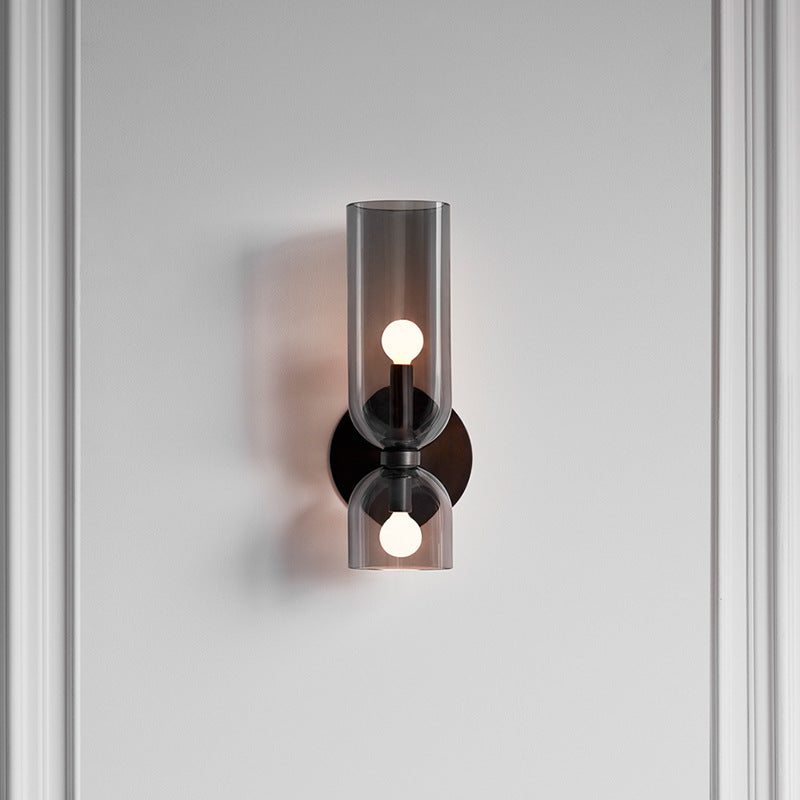 Double Head Glass Wall Lamp LED Sconces for Bedroom Decor Grey D14 x H35 cm NALANI