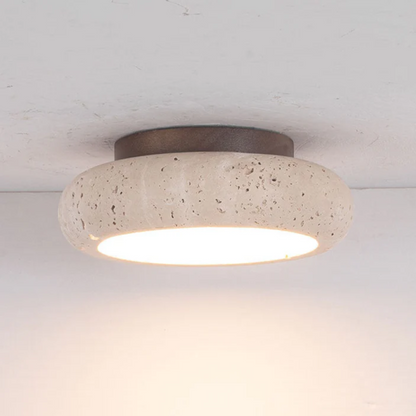 Retro Travertine Ceiling Light With Wood Accent Vintage NALANI