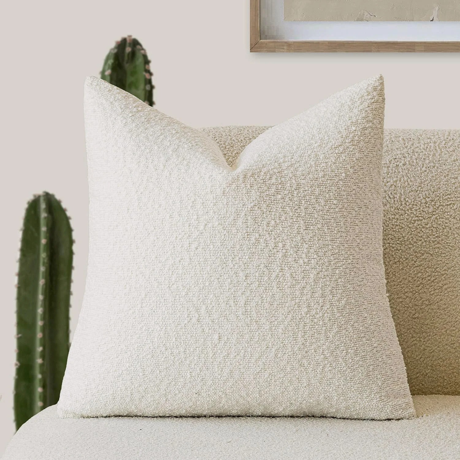 Elegant Boucle Cushion Cover for Sophisticated Home Decor White NaLani