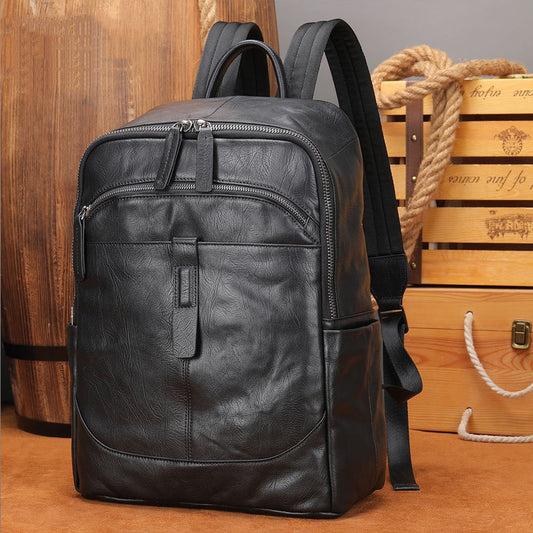 Leather Laptop Backpack 15.6 Inch For Business Travel-Handtassen-NaLani