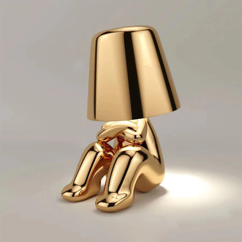 Unique Thinker Lamp Decor for Stylish Home Accent or Gift Gold - Where NaLani