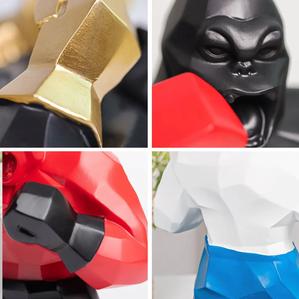 Geometric Gorilla Boxer Sculpture Unique Home Decor Accent Piece NaLani