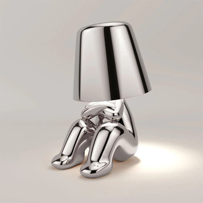 Unique Thinker Lamp Decor for Stylish Home Accent or Gift Silver - Where NaLani
