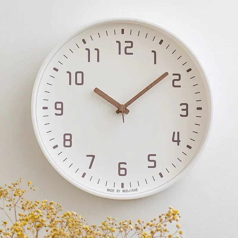 Noiseless Japanese Style Bamboo Wall Clock for Modern Homes White NALANI