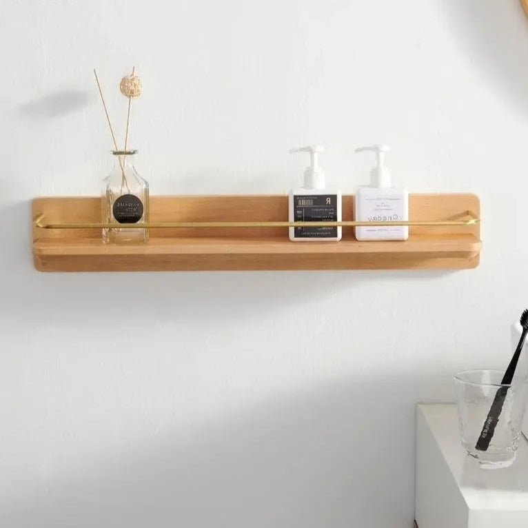 Bamboo Wall Mounted Coat Rack Shelf For Bathroom Entryway NALANI