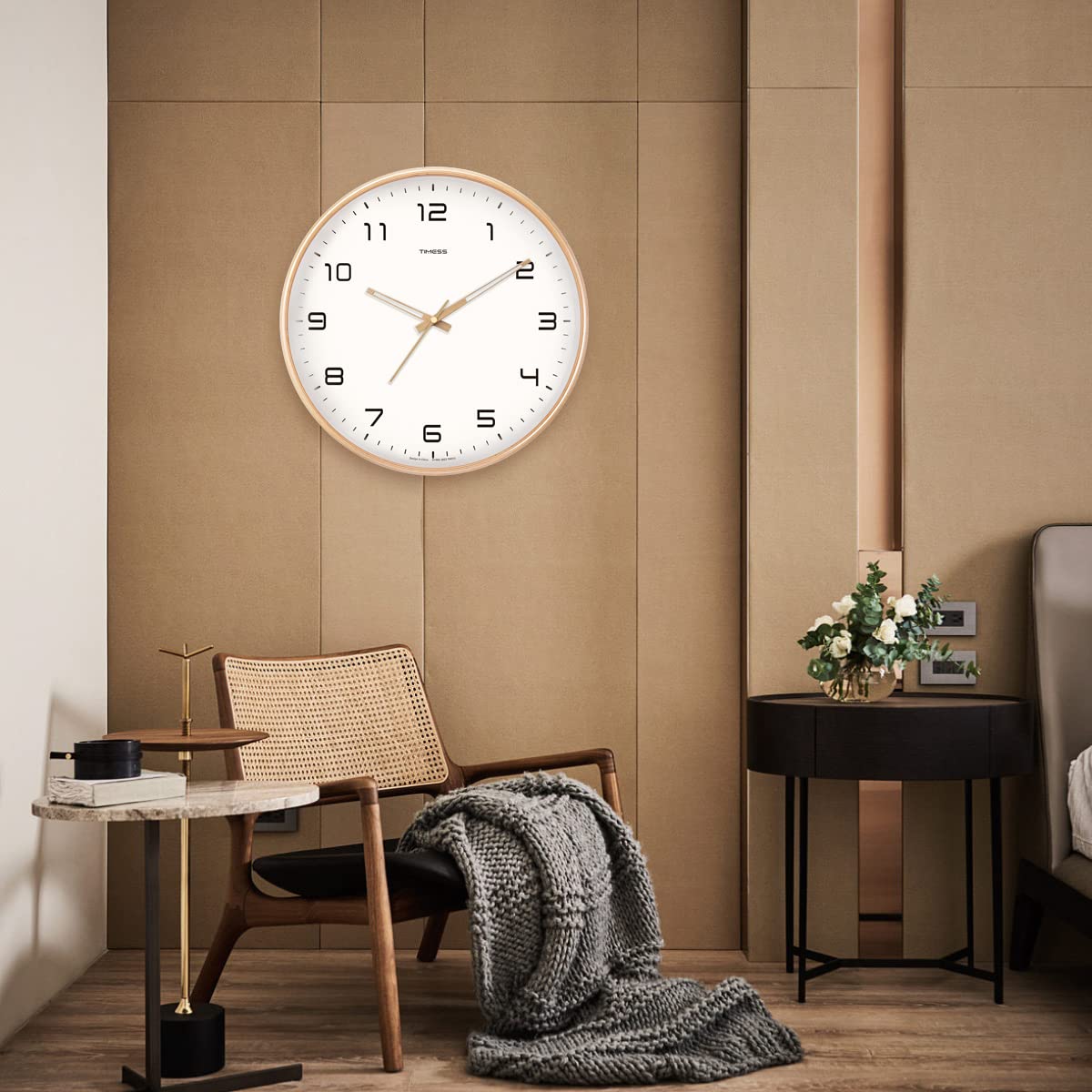 Simple Solid Wood Analogue Wall Clock For Home Decor NALANI