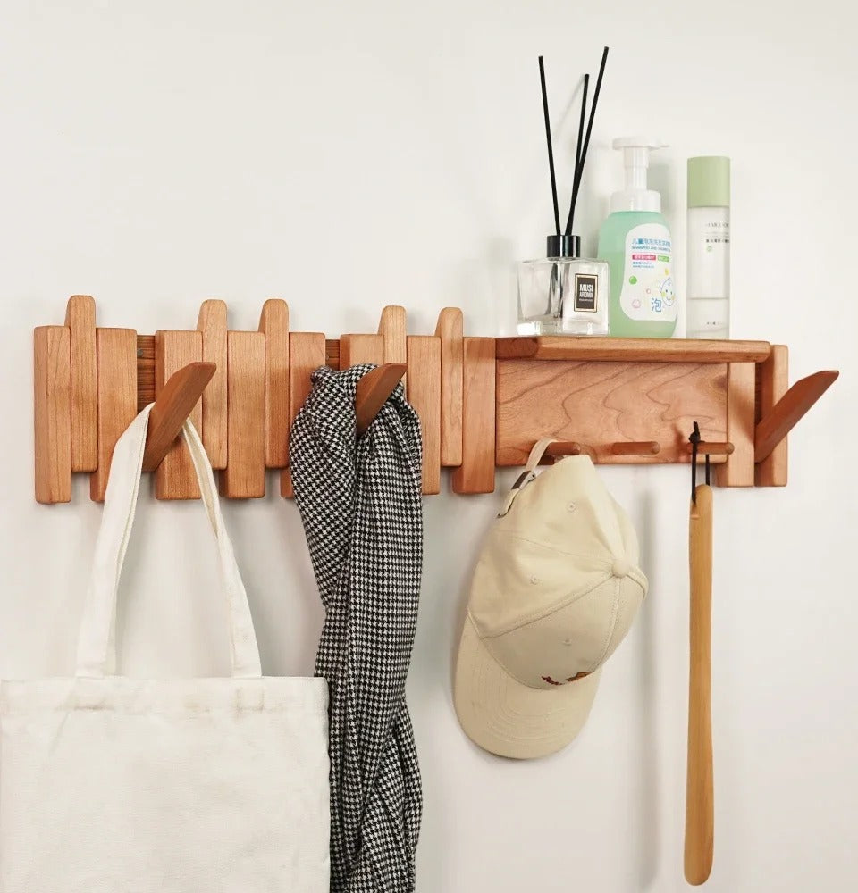 Piano Key Inspired Wall Mounted Coat Rack Solid Wood NALANI