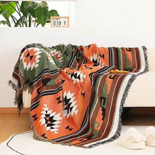 Vibrant Throw Blanket Collection with Braided Fringe Ends 9 NaLani