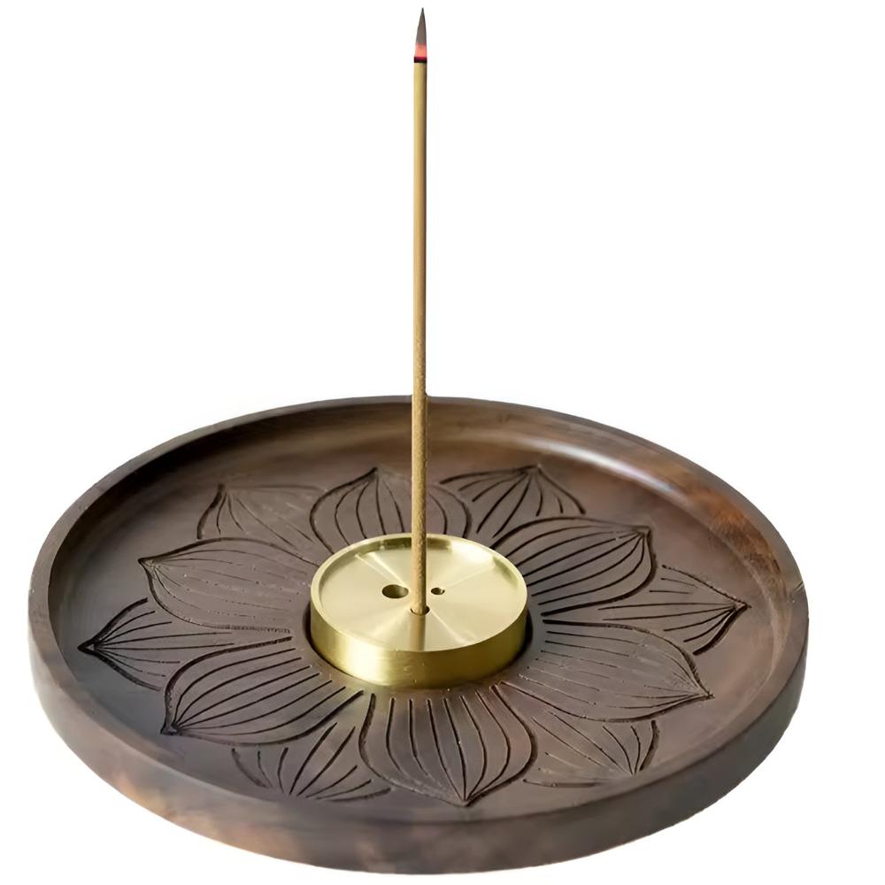 Balinese Wooden Incense Holder Copper Inlay Meditation NALANI