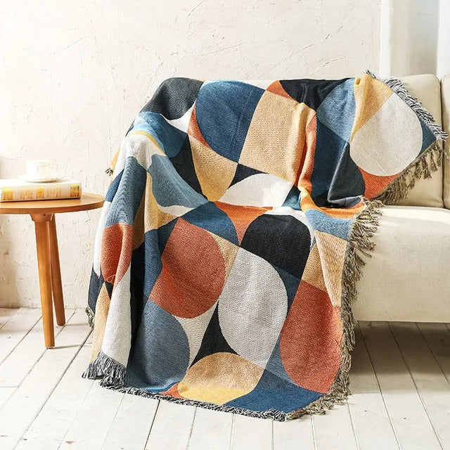 Vibrant Throw Blanket Collection with Braided Fringe Ends 13 NaLani