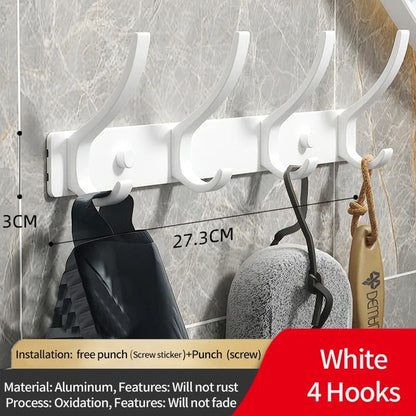 Durable Aluminum Wall Mounted Coat Rack With Six Hooks White 4-hook NALANI