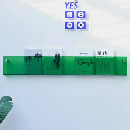 Wall Mounted PVC Shelves For Books And Magazines Storage Green NALANI