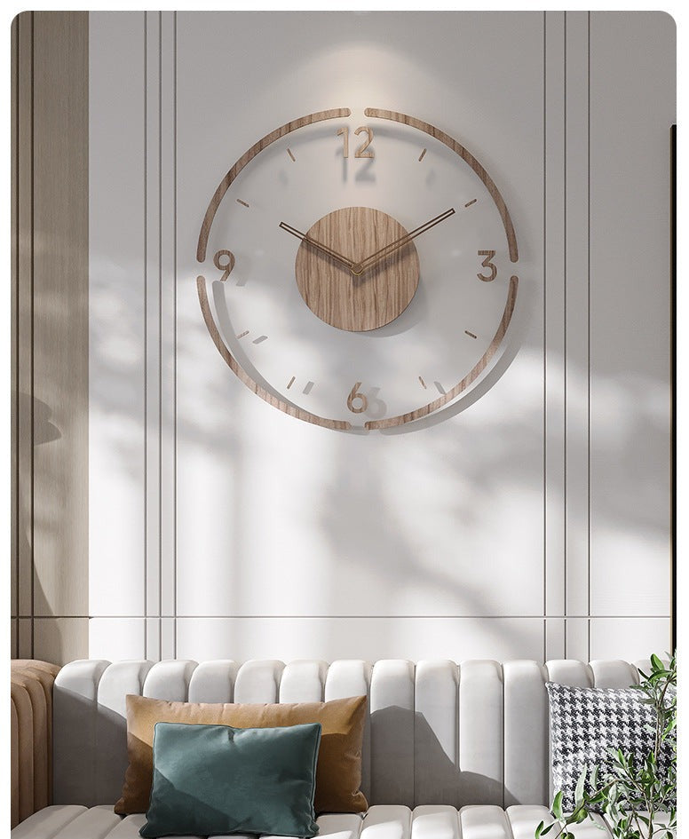 Nordic Silent Wall Clock in Real Wood, 35 cm - Minimalist Decor NaLani