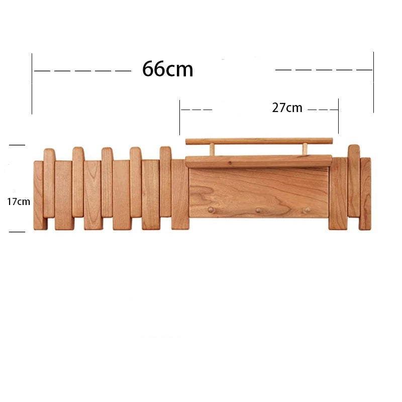 Piano Key Inspired Wall Mounted Coat Rack Solid Wood Oak 17x66cm NALANI