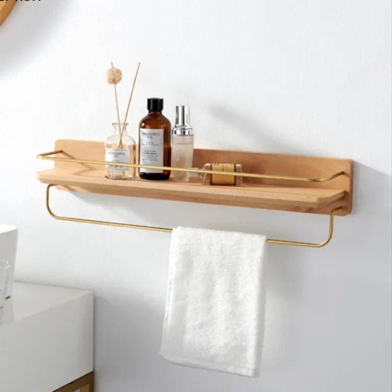 Bamboo Wall Mounted Coat Rack Shelf For Bathroom Entryway NALANI