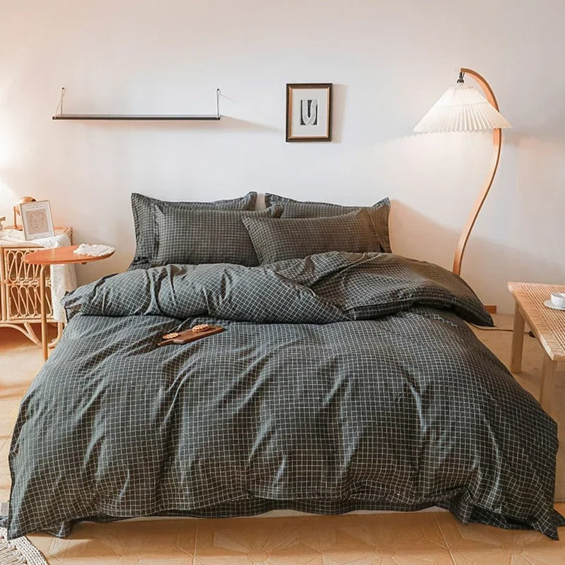 Classic Checkerboard Bedding Set for Timeless Bedroom Style Grey NaLani