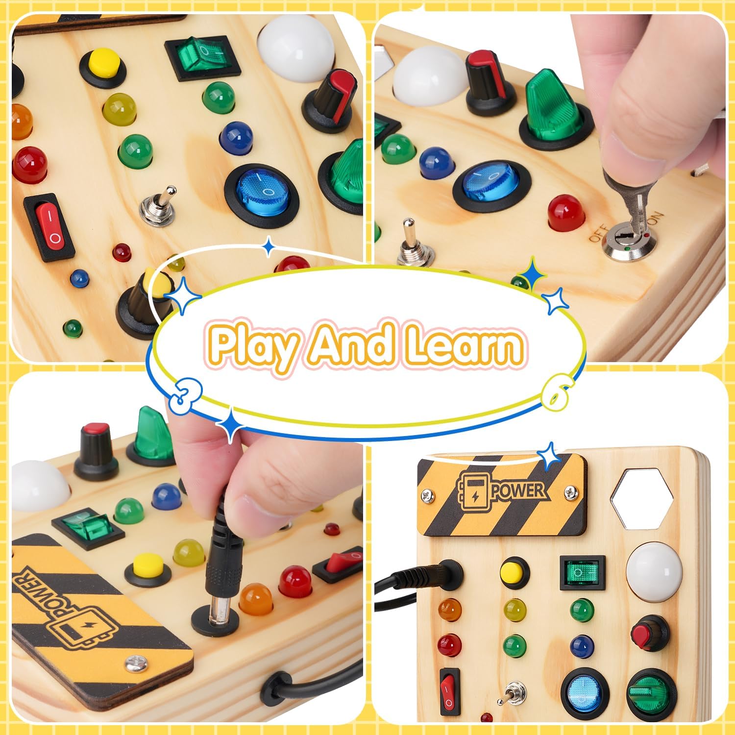 Montessori Toddler Pinboard With LED Lights Educational Toy NALANI