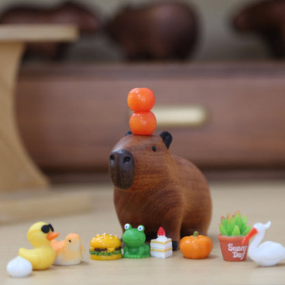 Adorable Capybara and Oranges Wooden Ornament for Home Decoration + 10 Ornaments NALANI