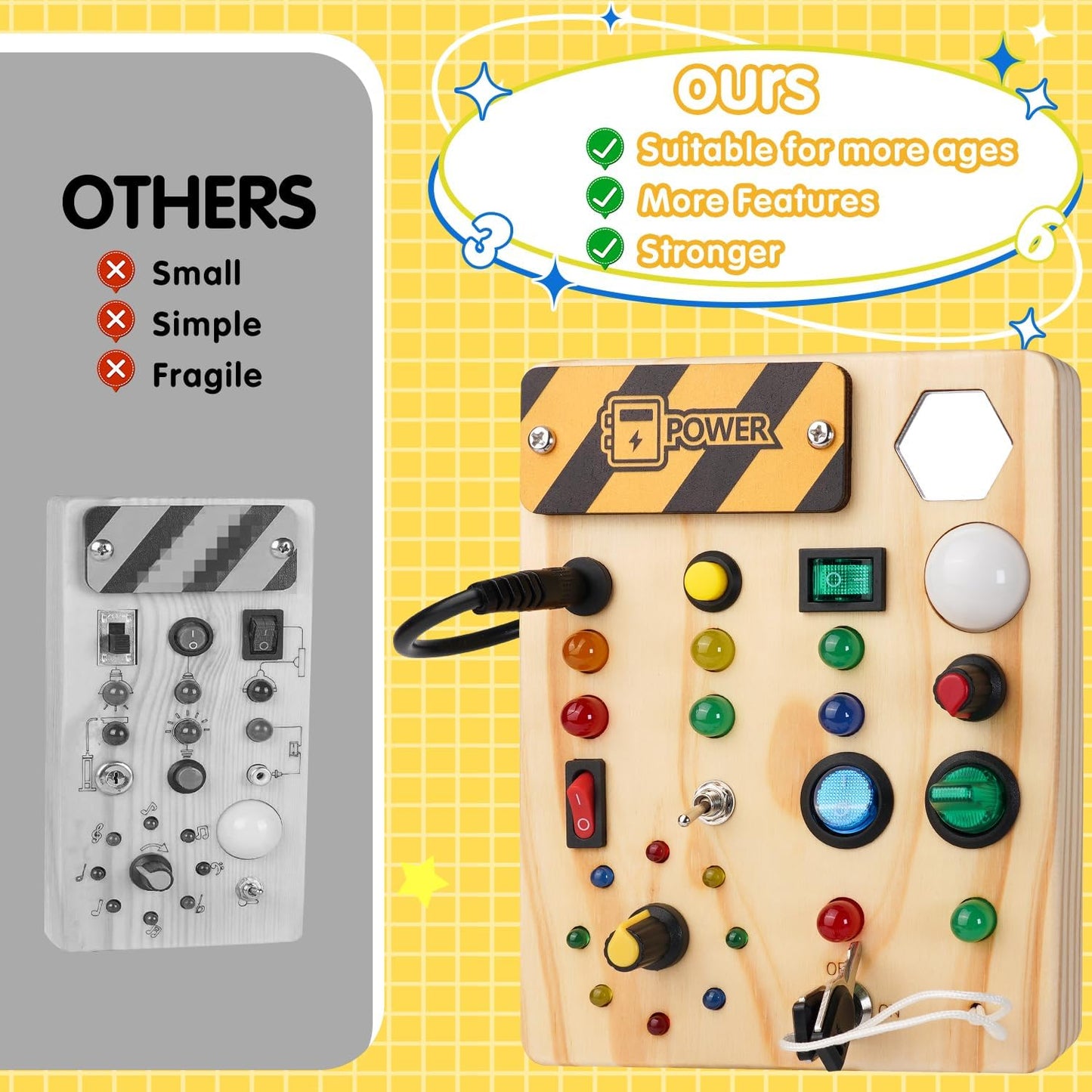 Montessori Toddler Pinboard With LED Lights Educational Toy NALANI