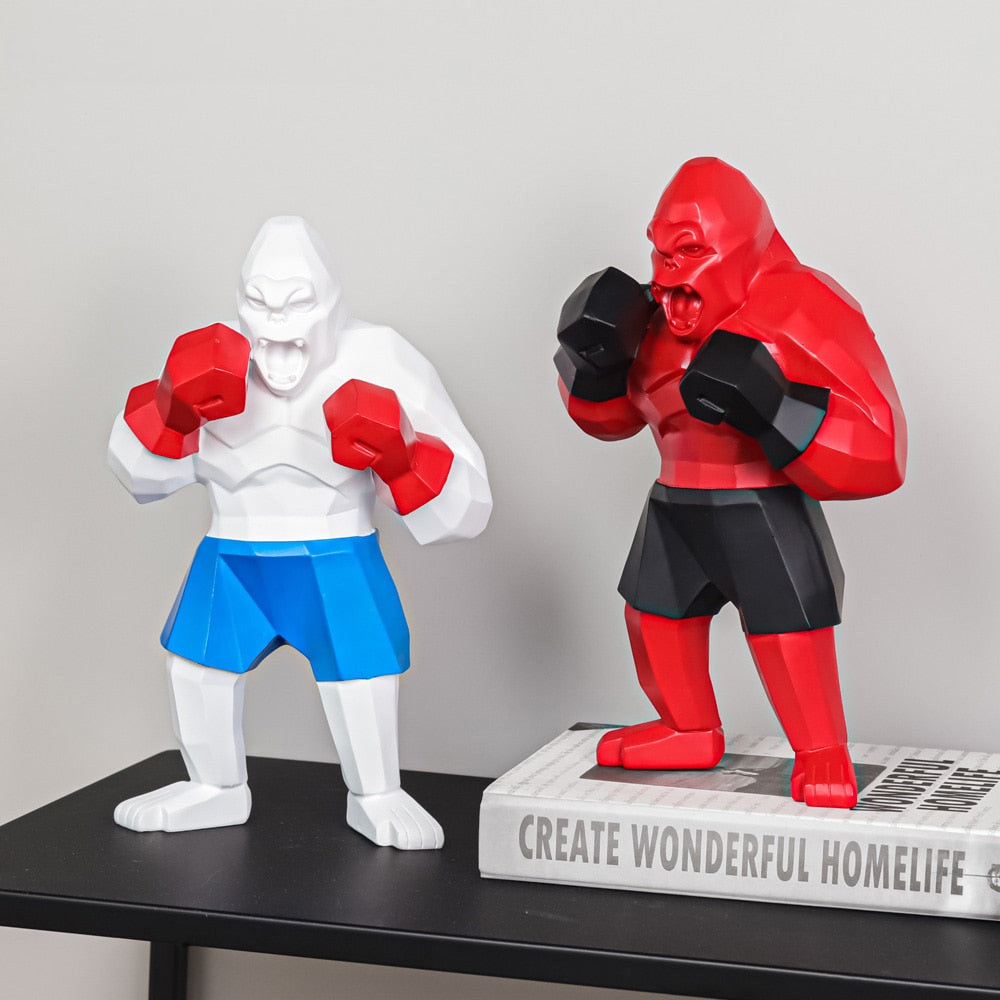Geometric Gorilla Boxer Sculpture Unique Home Decor Accent Piece NaLani