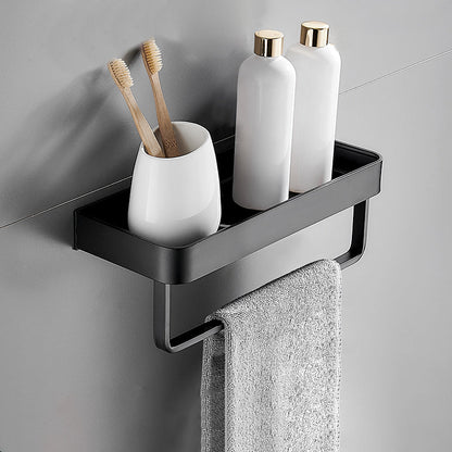 Matte Black Modern Bathroom Bath Shelf Set Anti Rust 1 Piece Bath Shelf (with 12"L Rod) NALANI