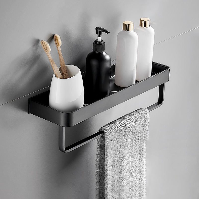 Matte Black Modern Bathroom Bath Shelf Set Anti Rust 1 Piece Bath Shelf (with 16"L Rod) NALANI