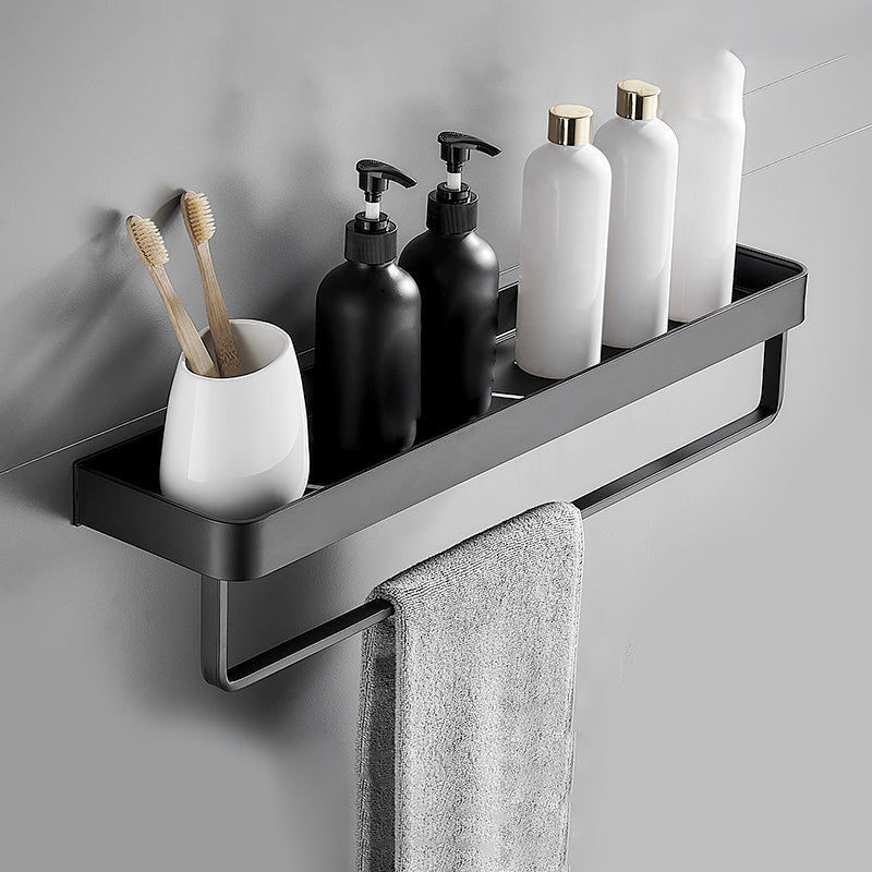 Matte Black Modern Bathroom Bath Shelf Set Anti Rust 1 Piece Bath Shelf (with Bar 24"L) NALANI