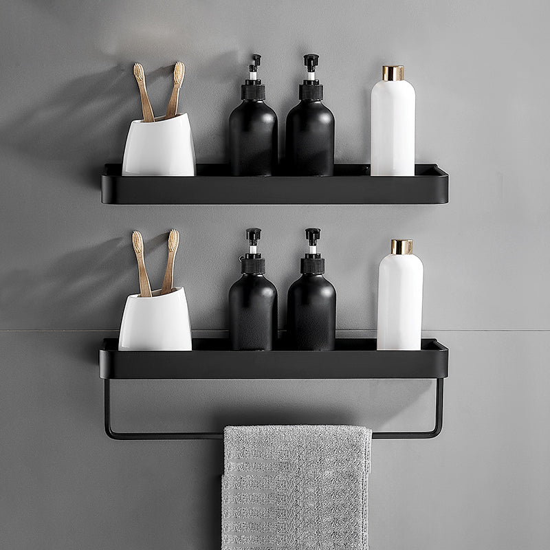 Matte Black Modern Bathroom Bath Shelf Set Anti Rust 2 Piece Set Bath Shelf (with 16"L Rod) NALANI