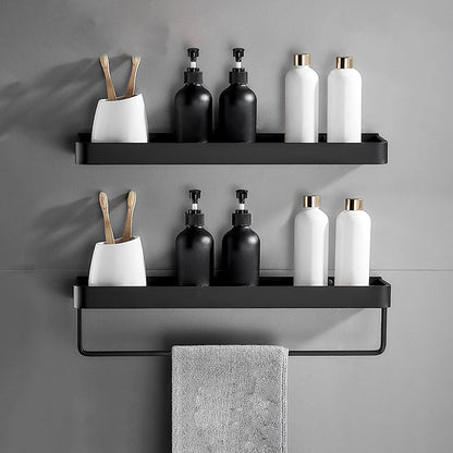 Matte Black Modern Bathroom Bath Shelf Set Anti Rust 2 Piece Set Bath Shelf (with 20"L Rod) NALANI