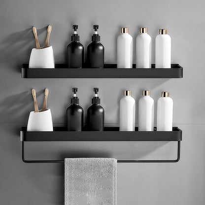 Matte Black Modern Bathroom Bath Shelf Set Anti Rust 2 Piece Set Bath Shelf (with Bar 24"L) NALANI