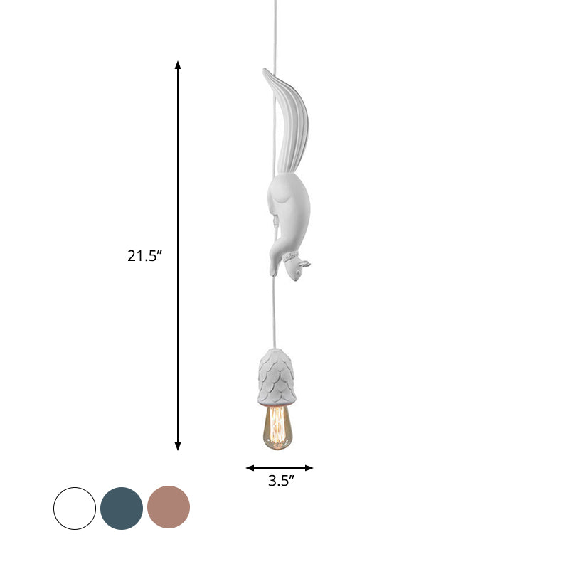 Pinecone Shape Resin Pendant Light With Squirrel Decor NALANI