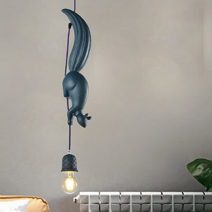 Pinecone Shape Resin Pendant Light With Squirrel Decor NALANI