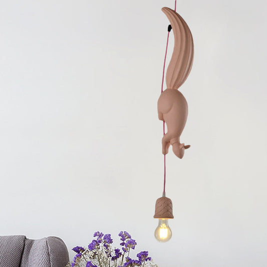Pinecone Shape Resin Pendant Light With Squirrel Decor NALANI