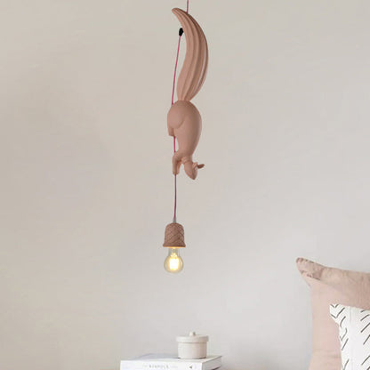 Pinecone Shape Resin Pendant Light With Squirrel Decor NALANI