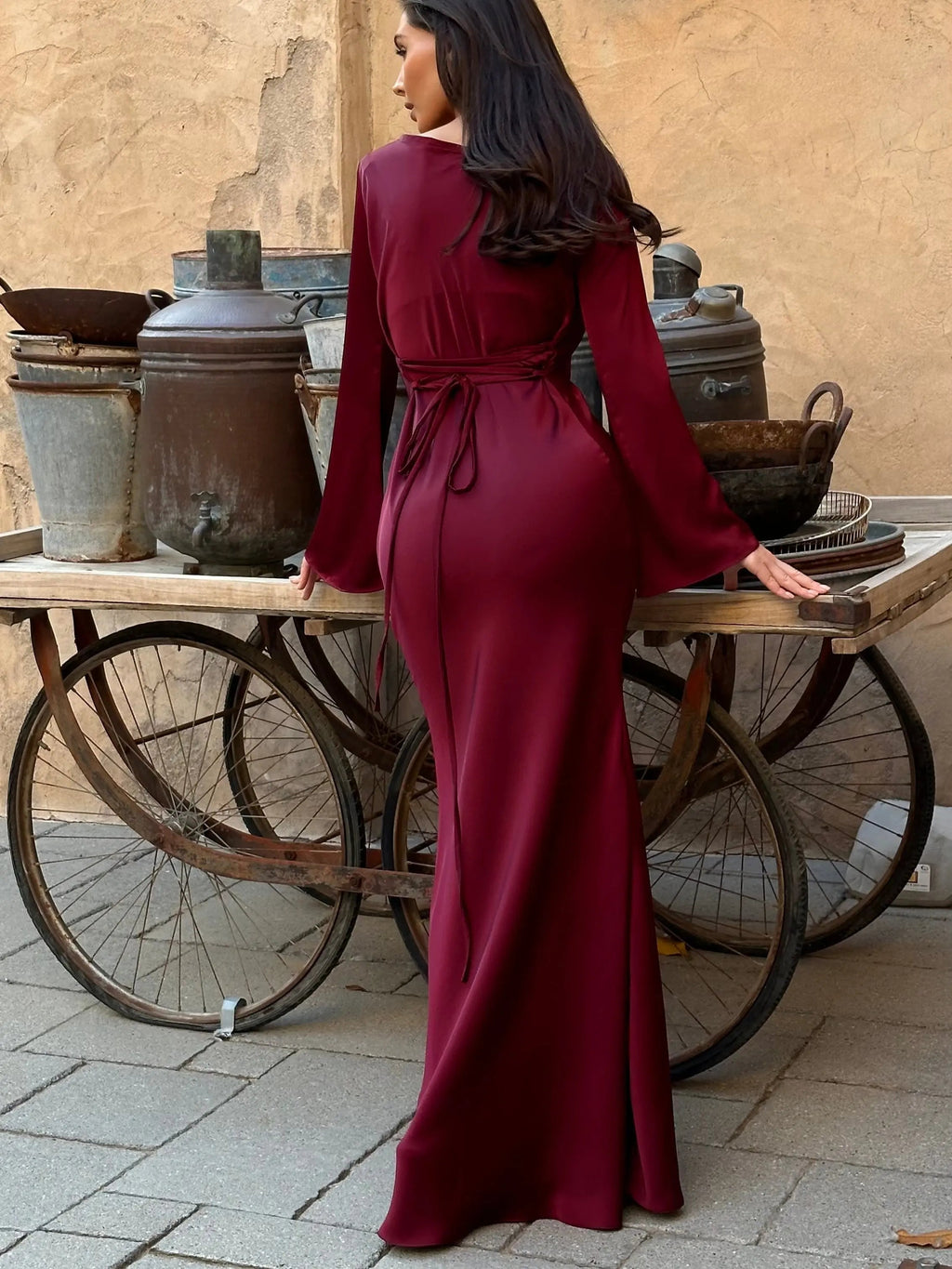 Women’s Long Sleeve Dress | Maxi With Clean Lines And Sleek Silhouette For Day To Night Wear, Effortless Maxi
