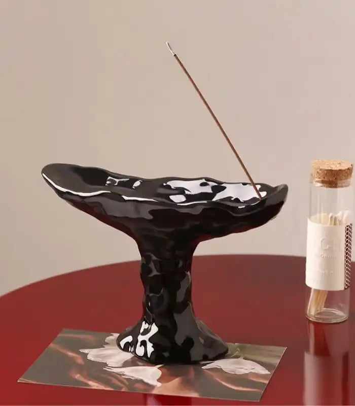 Elegant Ceramic Incense Burner Home Decor Available in Red White Black Black NALANI
