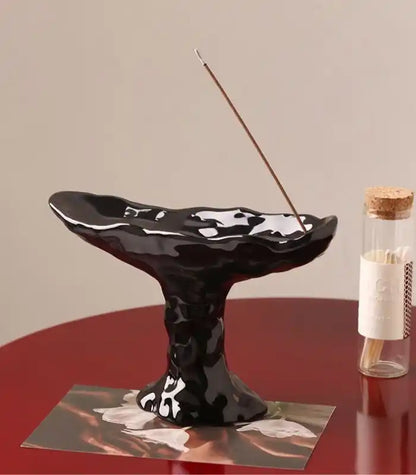 Elegant Ceramic Incense Burner Home Decor Available in Red White Black Black NALANI