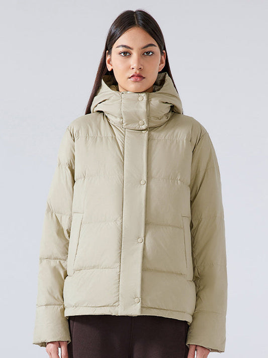 Warm Padded Down Jacket For Women With Hood Winter Coat Light brown NALANI