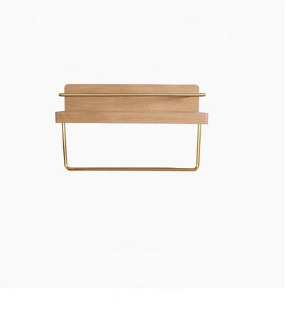 Bamboo Wall Mounted Coat Rack Shelf For Bathroom Entryway Brown B 30cm NALANI