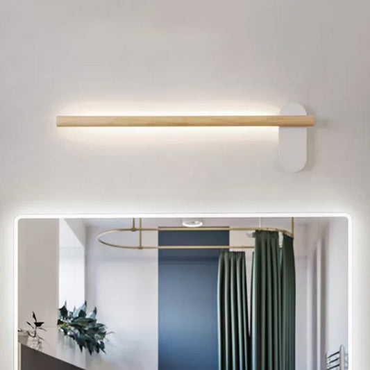 Beige Wood Slim Linear Vanity Light LED Wall Sconce NALANI