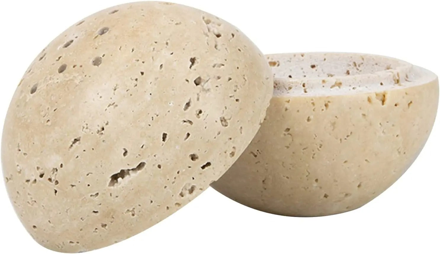 Beige Travertine Incense Burner Hand Carved Nine Holes NALANI