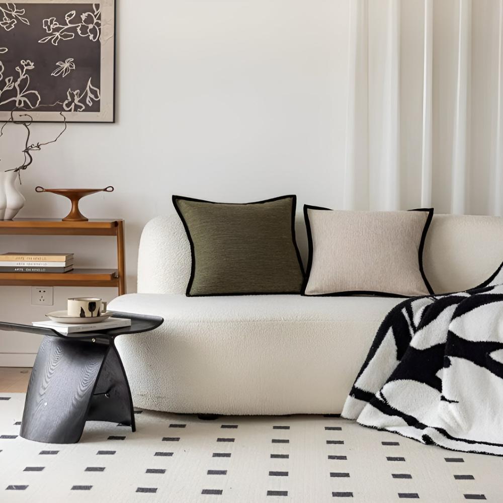 French Retro Black Border Cushion Covers Cotton Jacquard NALANI