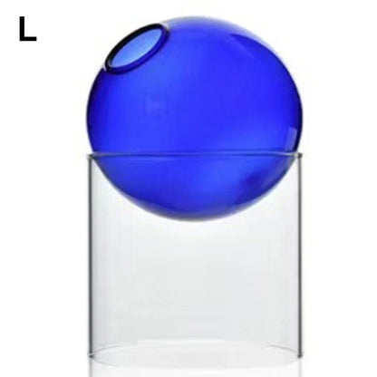Nordic Minimalist Hydroponic Glass Vase for Bouquets Blue L NALANI