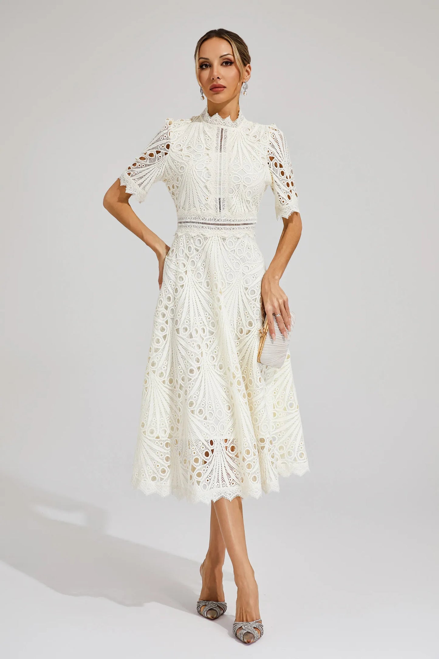 Liana | Elegant Lace Midi Dress For Women Wedding Guest Ready