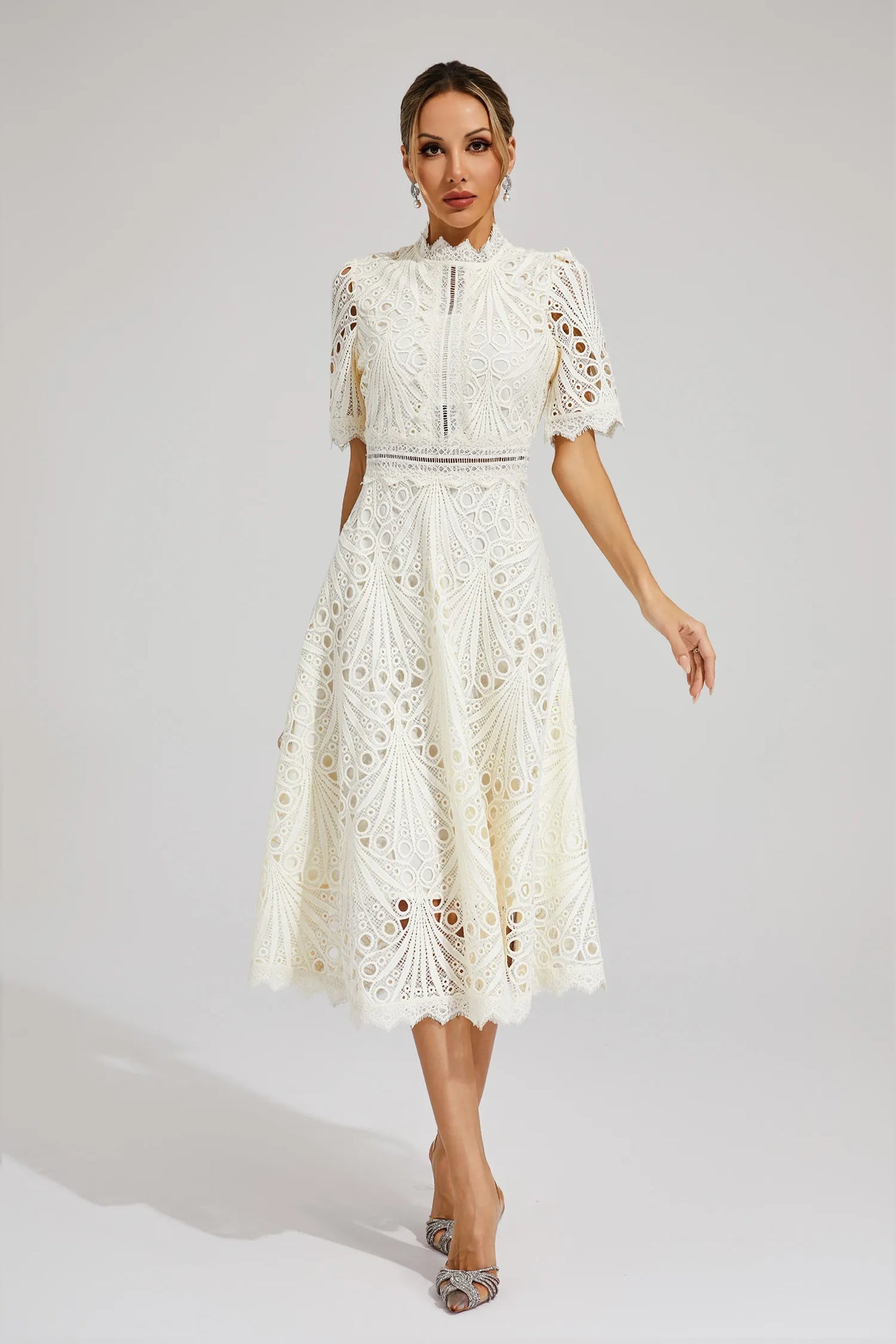 Liana | Elegant Lace Midi Dress For Women Wedding Guest Ready