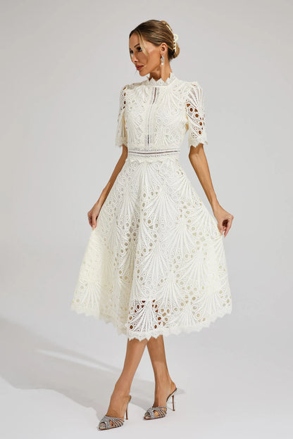 Liana | Elegant Lace Midi Dress For Women Wedding Guest Ready