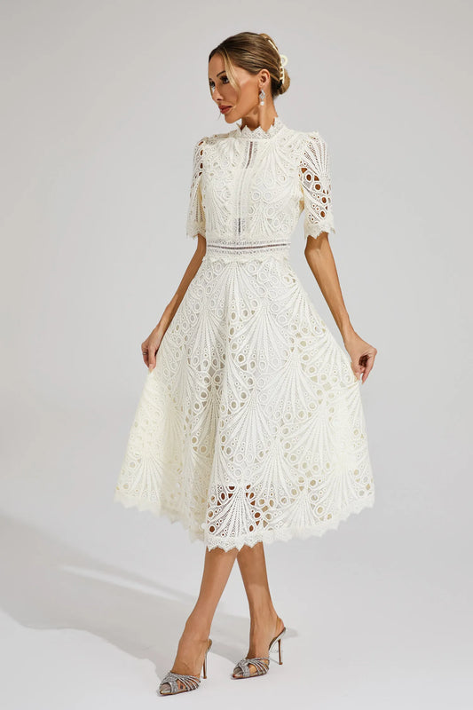 Liana | Elegant Lace Midi Dress For Women Wedding Guest Ready